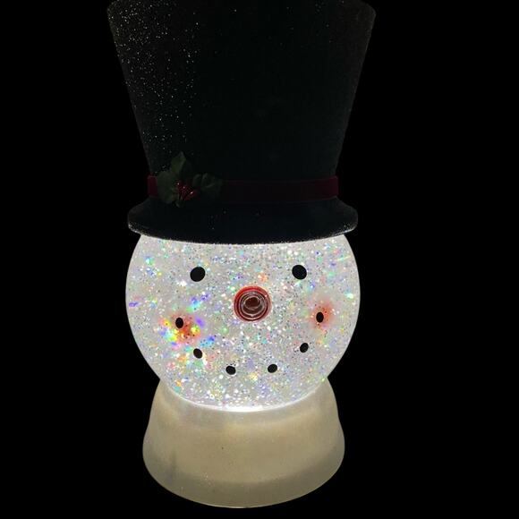 SNOWMAN WATER GLOBE LIGHT UP SWIRLING GLITTER PEDESTAL 3-WICK CANDLE HOLDER NEW! - Picture 5 of 6